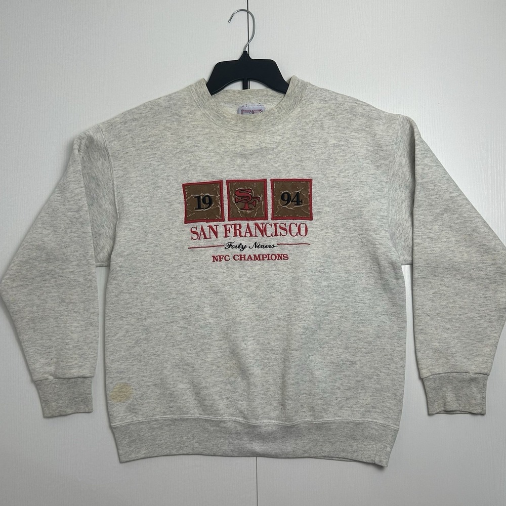 Vintage 90's San Francisco 49ers Crable NFL Sweatshirt Gray Sz L 1994 *Stains*